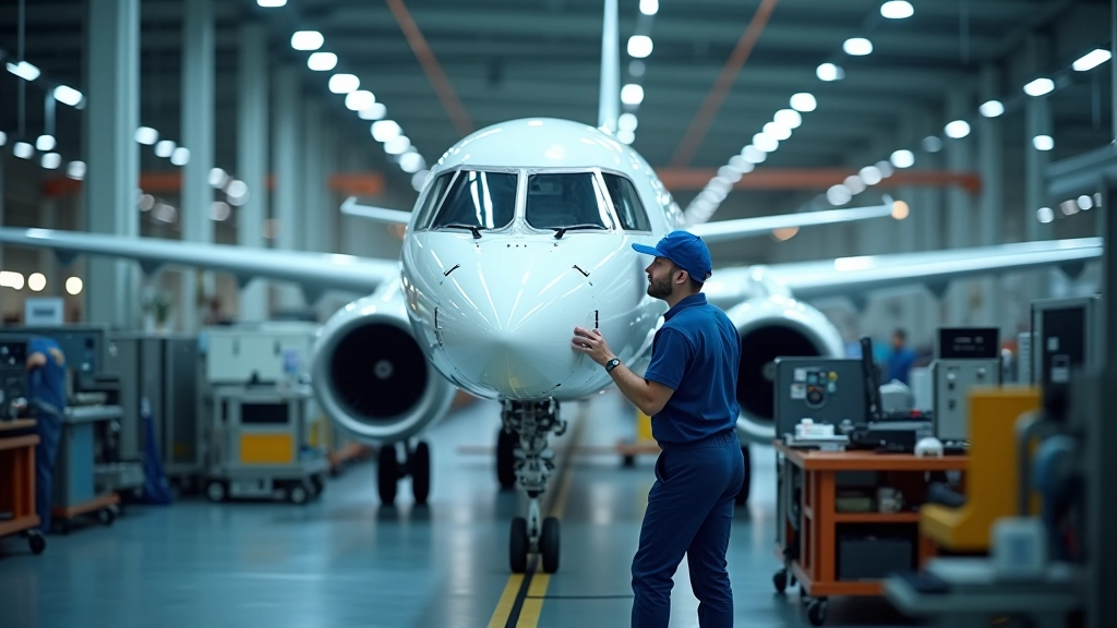 Avions en construction, installation de production aéronautique, complexe industriel Airbus, technologie de pointe