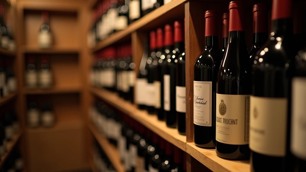 Bouteilles de vin rouge classées par région, étiquettes de Bordeaux et Bourgogne, rangées de bouteilles de qualité supérieure