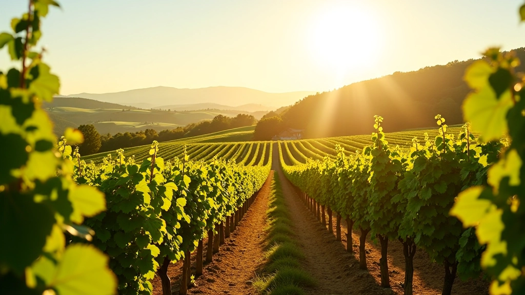Vignobles français avec rangées de vignes sous le soleil, terrasse viticole en Bourgogne, paysage agricole méditerranéen